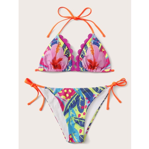 Bright Floral Tropical 2 Piece Swimsuit - Picture 6 of 9